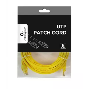 Tinklo kabelis GEMBIRD PP6U-5M/Y – Cat6 U/UTP, RJ-45 – RJ-45, 5 m, geltonas