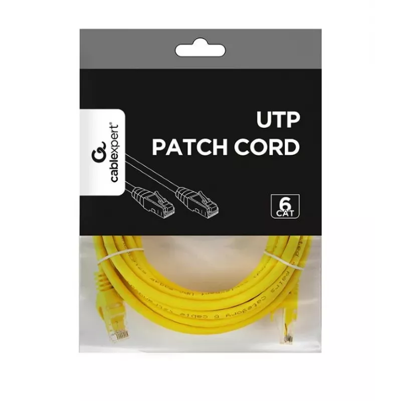 Tinklo kabelis GEMBIRD PP6U-5M/Y – Cat6 U/UTP, RJ-45 – RJ-45, 5 m, geltonas