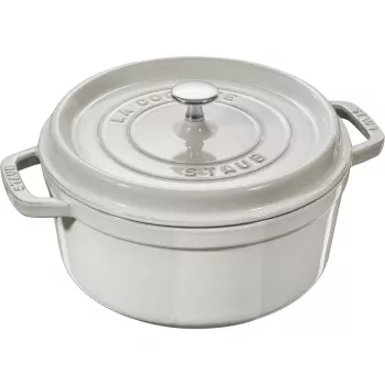 Ketaus puodas apvalus Staub 1,7 l White Truffle, emaliuotas kotletas viryklei ir orkaitei