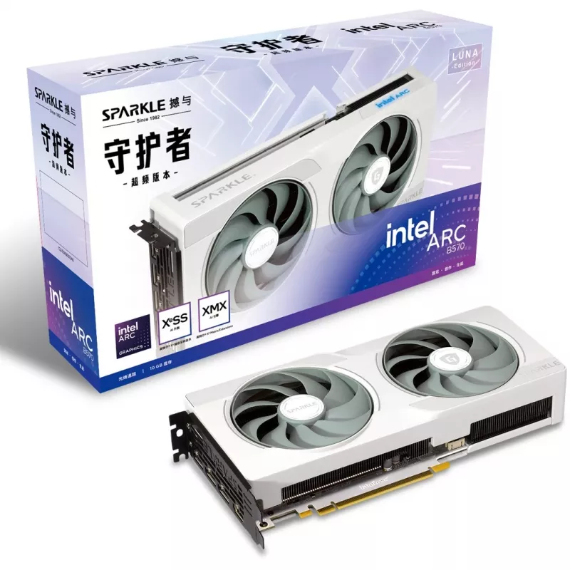 Vaizdo plokštė Sparkle Arc B570 Guardian Luna OC 10GB GDDR6, PCIe 4.0 x8, 160 bitų, 242×105×44 mm