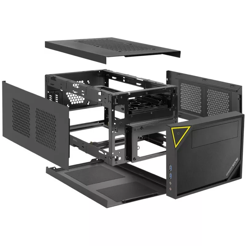 Kompiuterio korpusas Sharkoon SHARK ZONE C10 Mini-ITX juodas, geltonas