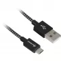 USB 2.0 laidas, USB-A kištukas > Micro-USB kištukas (juodas/pilka, 2 metrai, pintas)