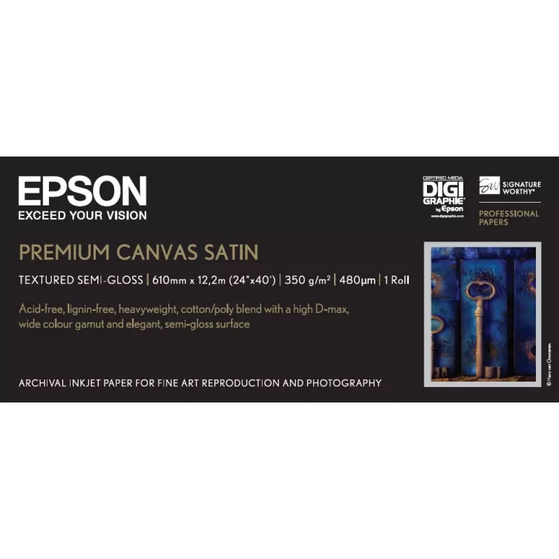 Epson Premium Canvas Satin, 24 colių x 12,2 m, 350 g/m²