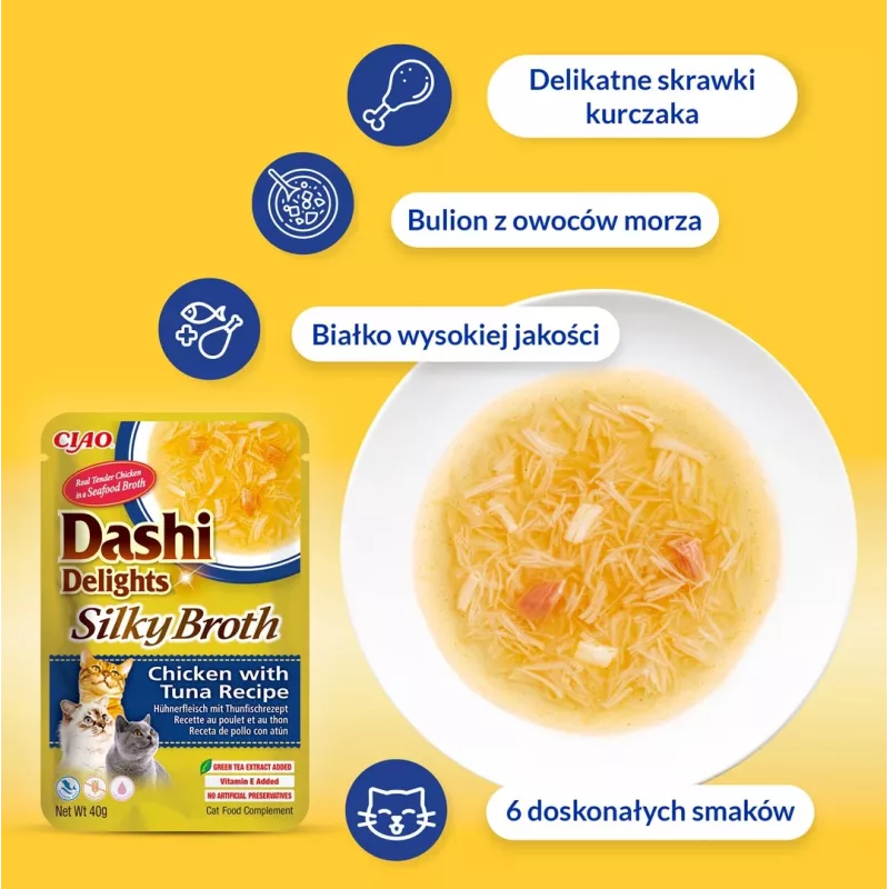 INABA CAT Dashi Delights Silky Broth Chicken with Salmon - skanėstas katėms - 40g