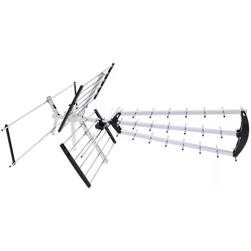Lauko / patalpų DVB-T antena LIBOX LB2000 su 69 dB stiprintuvu, dviguba poliarizacija, 174–790 MHz, aliuminis / juoda