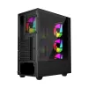 Korpusas GEMBIRD CCC-FC-4000 Midi Tower juodas, grūdintas stiklas, RGB apšvietimas, ATX/Micro-ATX/ITX