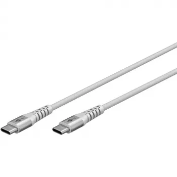 Super-soft USB 2.0 pintas laidas, USB-C kištukas > USB-C kištukas (baltas, 3 metrai)