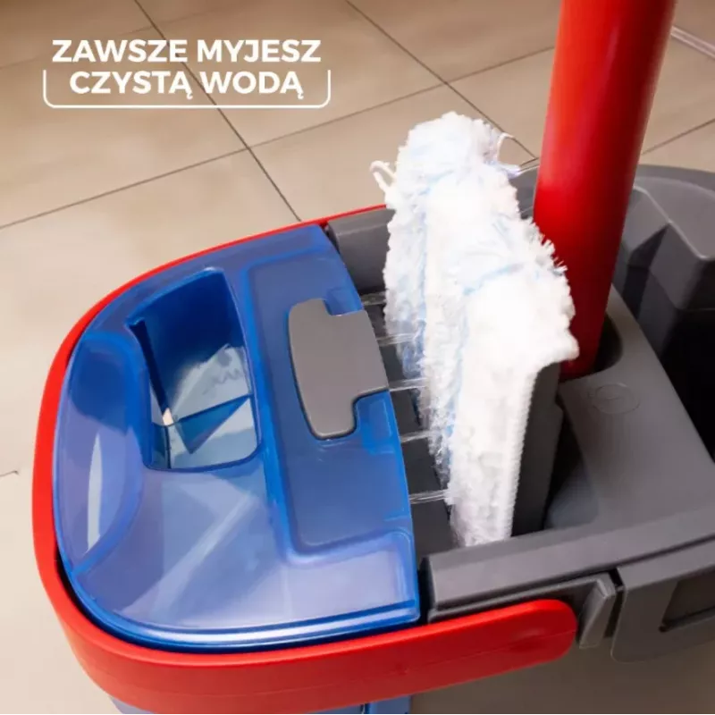 Valymo šluota VILEDA Microfibre 1200 ml šlapiam valymui, 360° besisukanti galvutė, 140,5 cm kotas, nuimama skalbiama galvutė