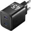 Vention FEFB0-EU 45W AC greitasis įkroviklis 2× USB-C – išmaniesiems telefonams, nešiojamiesiems kompiuteriams, planšetėms, išmaniesiems laikrodžiams, ausinėms (juodas)
