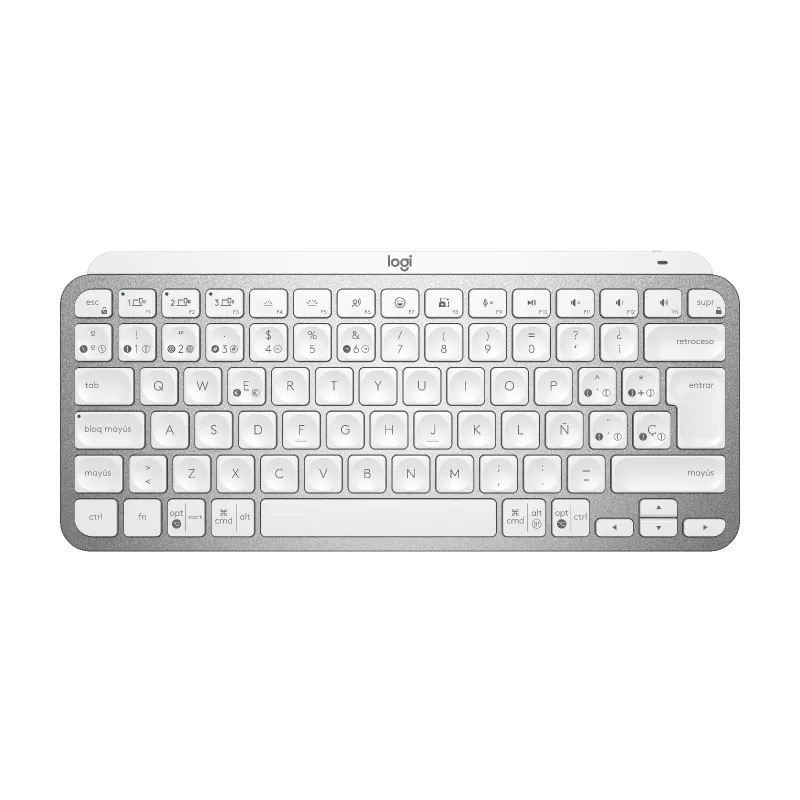 Logitech MX Keys Mini Wireless Illuminated klaviatūra, šviesiai pilka, ispaniška (ES) išdėstymu