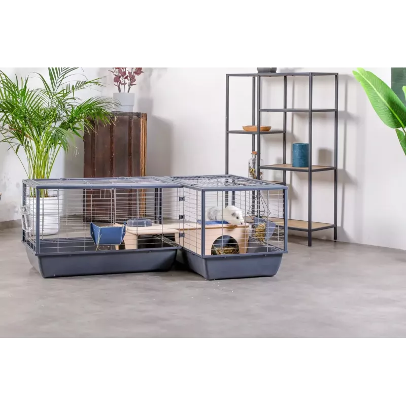 Vidaus triušių narvas ZOLUX Neolife Connect 101,5×54×51 cm, metalinis rėmas, plastikinis padėklas, pilka