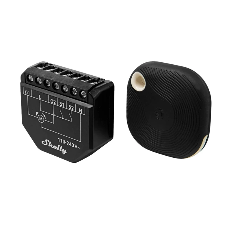 WiFi žaliuzių valdiklis Shelly Shutter BLU (Shelly_Shutter_BLU_1) su Bluetooth mygtuku, tvirtas korpusas