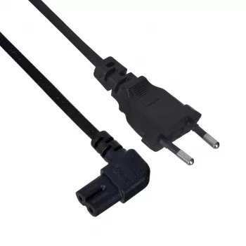 Maitinimo laidas SAVIO CL-144, 3 m, kampuotas 2 kontaktų kištukas į IEC Type E lizdą, juodas