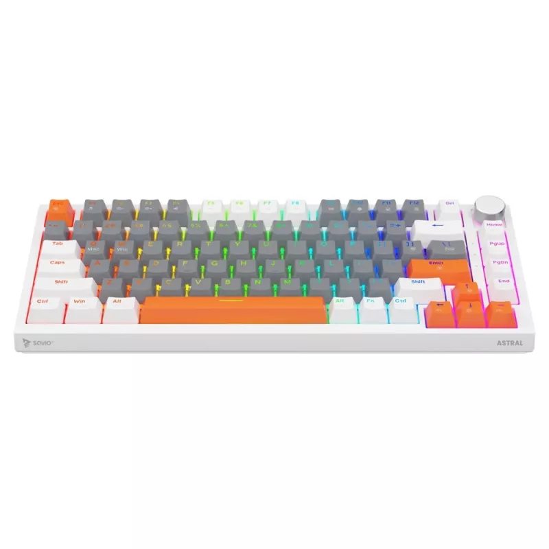Savio ASTRAL WHITE JADE 3 COLOURS klaviatūra, žaidimų, USB, QWERTY US International