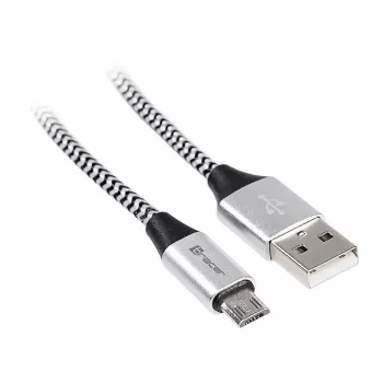 USB laidas Tracer TRAKBK46928 1 m USB A – Micro-USB B juodas sidabrinis
