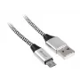 USB laidas Tracer TRAKBK46928 1 m USB A – Micro-USB B juodas sidabrinis
