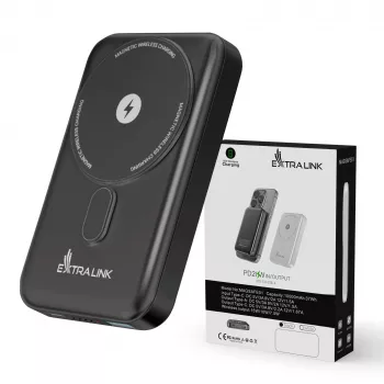 Extralink MagSafe 10000mAh Power Bank, Graphite, 38.5Wh PD20W+15W USB-C USB-A