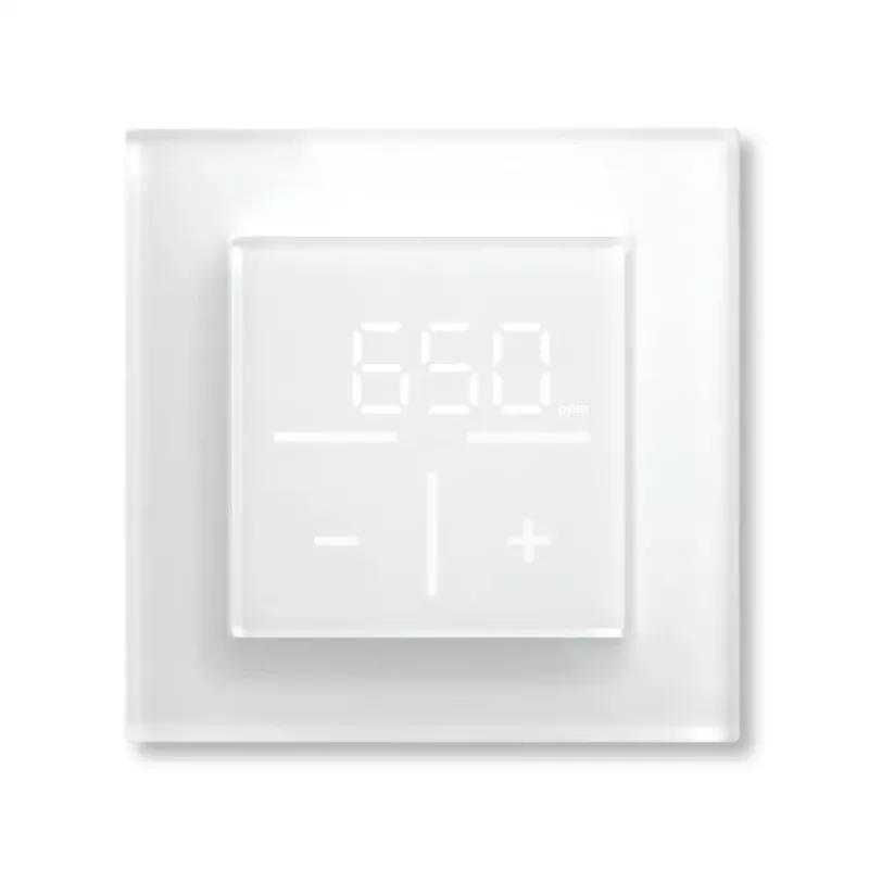 Homematic IP 161333A0 sieninis termostatas su stikliniu korpusu ir CO2 jutikliu, skaitmeninis RF, 230 V, 54,5×54,5×29 mm