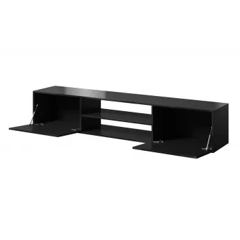 Spintelė televizoriui Cama Meble SLIDE 200K — 200x40x37 cm, blizgi juoda, medžio drožlių plokštė