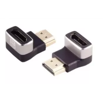 HDMI lyties keitiklis MicroConnect HDM19F19MA2-8K juodas, auksuoti kontaktai, 90° žemyn