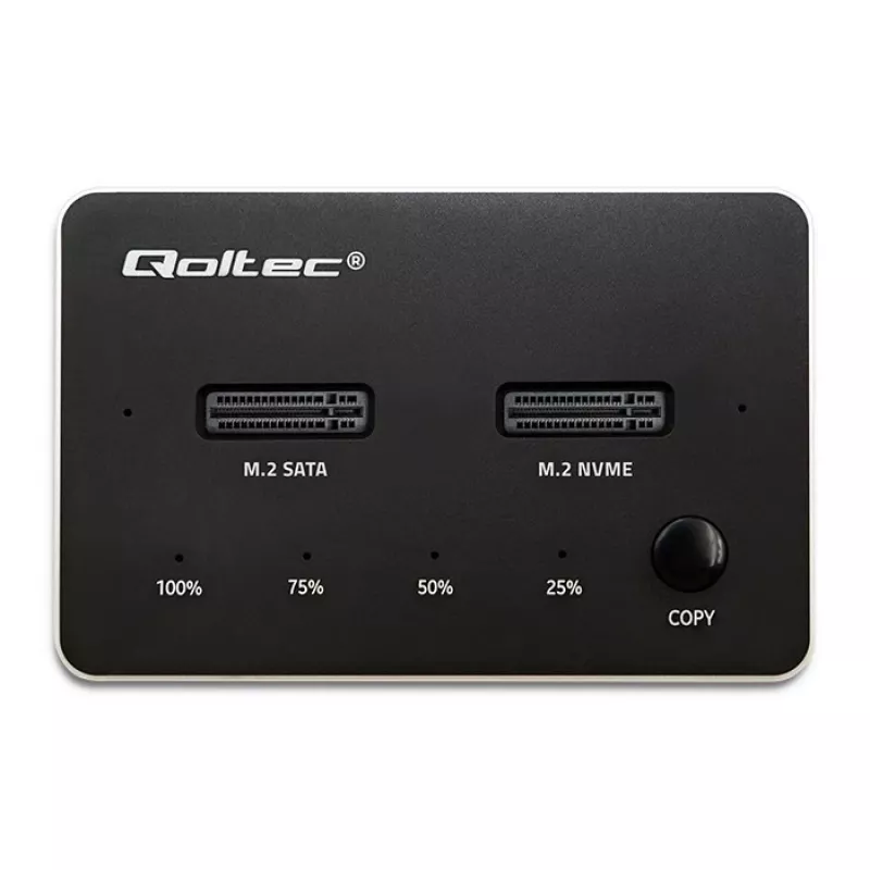 Qoltec 52274 M.2 SSD diskų dokavimo stotelė | NVMe | SATA | USB-C | DVIEJŲ 2 x 2TB