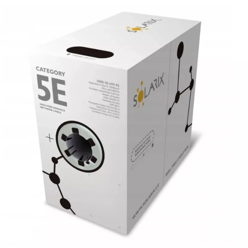 Tinklo kabelis Solarix SXKD-5E-UTP-PE UTP CAT5E 305 m juodas