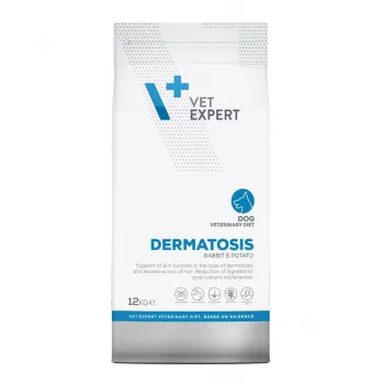 Sausas šunų ėdalas VETEXPERT Dermatosis Triušis ir Bulvė 12 kg – veterinarinė dieta odos būklei palaikyti