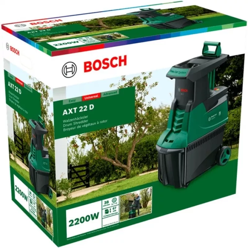 Tylus smulkintuvas BOSCH AXT 22 D, pjovimo volas žalias/juodas, 2200 W