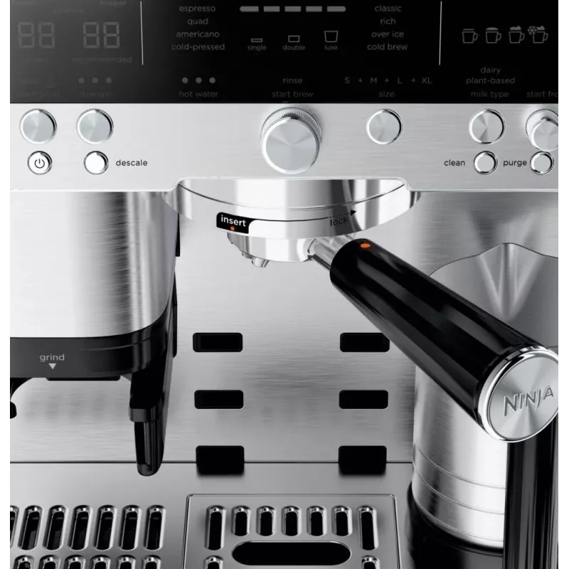 Espresso aparatas Ninja ES601EU – 2 L vandens bakas, 1 puodelio talpa, juoda/nerūdijantis plienas