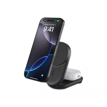 Vidinis įkroviklis Belkin UltraCharge 25 W Qi2 2 viename Magnetinis USB-C Juodas Apvalus