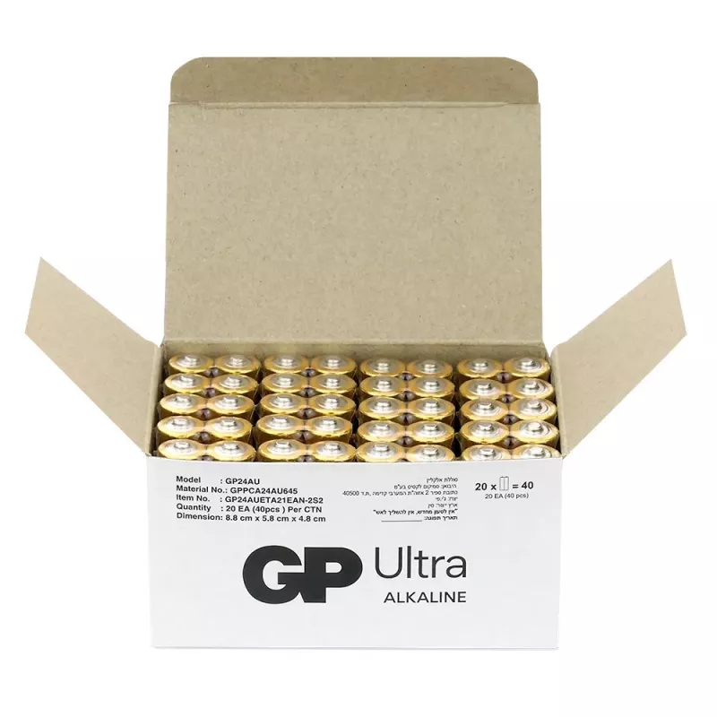 Šarminės baterijos GP Battery Ultra AAA LR03 1,5 V – pakuotė 40 vnt.