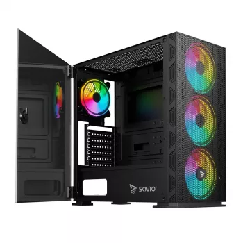 SAVIO Raptor X1 ARGB Glass/Mesh Black kompiuterio korpusas