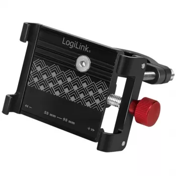 LogiLink Fahrrad-Smartphonehalterung, fixiert, schwarz/rot hochwertige Aluminiumlegierung, geeignet für Mobilgeräte - 1 Stück (AA0146)