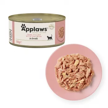 Šlapias kačių ėdalas Applaws Tuno filė su lašiša sultinyje – pakelis 156 g, 15% baltymų, 80% drėgmės