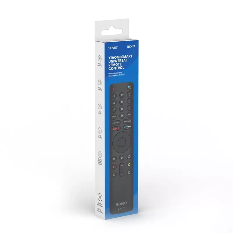 Universalaus nuotolinio valdymo pultas SAVIO RC-17 IR/Bluetooth, 20 įrenginių, 10 m, juodas