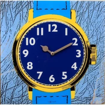 NeXtime klok 8157 Watch One sieninis laikrodis, 43x43,2 cm, mėlyna/geltona