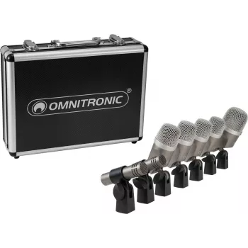 Būgnų mikrofonų rinkinys Omnitronic MIC 77-7LMH MK2 — 7 dalių komplektas daugiakanaliam būgnų įrašymui