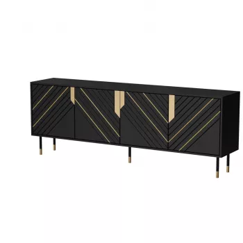 Komoda cama meble Cama 4D MOUNTAIN 204x40x72 cm – juoda/auksinė