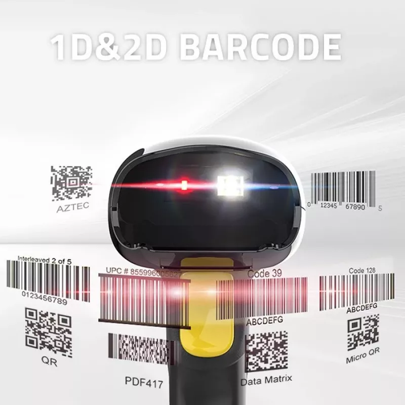 Belaidis brūkšninių kodų skaitytuvas QOLTEC 50856 – 1D ir 2D, USB, ABS korpusas, 170×62×100 mm, 203 g