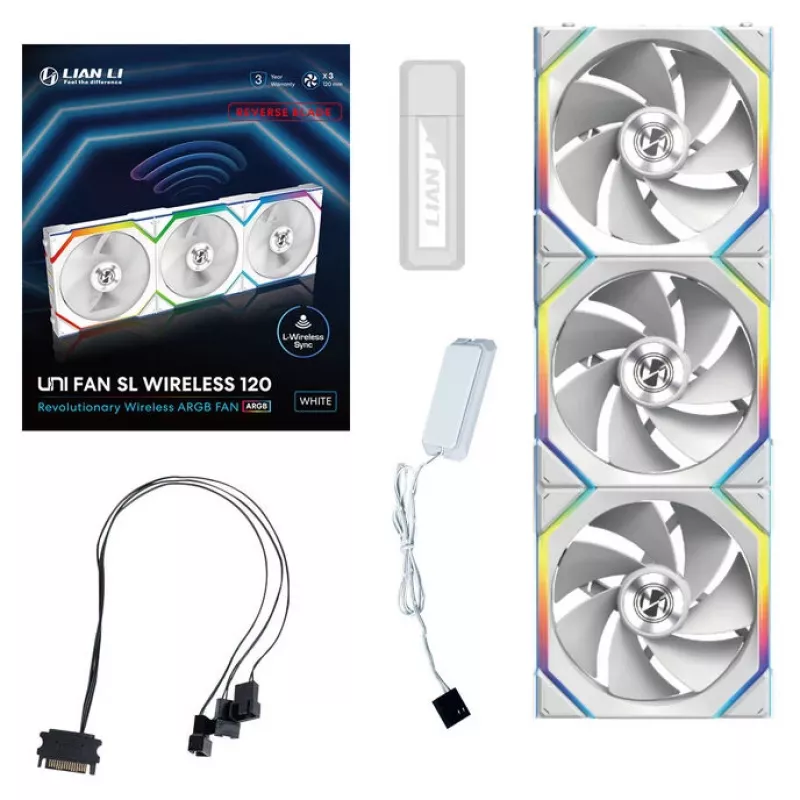 Lian Li UNI FAN SL Wireless 120 ARGB Reverse Blade White 3 vnt. pakuotė