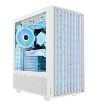 Korpusas MODECOM BREEZE ARGB Flow MIDI juodas — ATX, 3×140 mm priekyje + 1×140 mm gale, grūdintas stiklas, USB-C