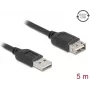 USB A prailginimo kabelis DELOCK 81515 USB 2.0, 5 m, juodas, paauksuoti kontaktai