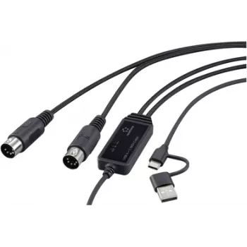 Renkforce RF-6439636 USB, MIDI adapteris [2x DIN kištukas 5pol. - 1x USB-C®, USB-A] Juodas 2 m (RF-6439636)