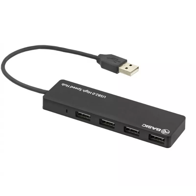 USB šakotuvas Tellur Basic 4 prievadų USB 2.0 – juodas, 4x USB-A