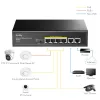 Tinklo jungiklis Cudy FS1006P Fast Ethernet 6 prievadų (4 PoE, 1 PoE+) 10/100 Mbps, 1,2 Gbit/s pralaidumas, metalinis korpusas, montavimas stove/sienoje/ant stalo