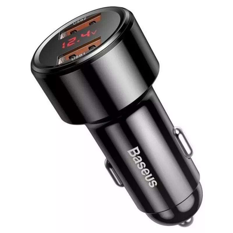 Automobilinis USB greitasis įkroviklis Baseus CCMLC20A-01 – išmaniesiems telefonams, įėjimas 12–24 V, išėjimas iki 20 V, juodas