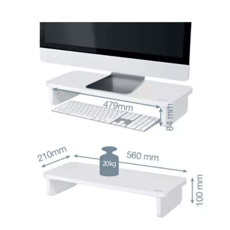 Monitorinis stovas LEITZ Freestanding 64340001 – pastatomas ant stalo, 61 cm (24 col.) ekranams, 20 kg, aukštis reguliuojamas, baltas