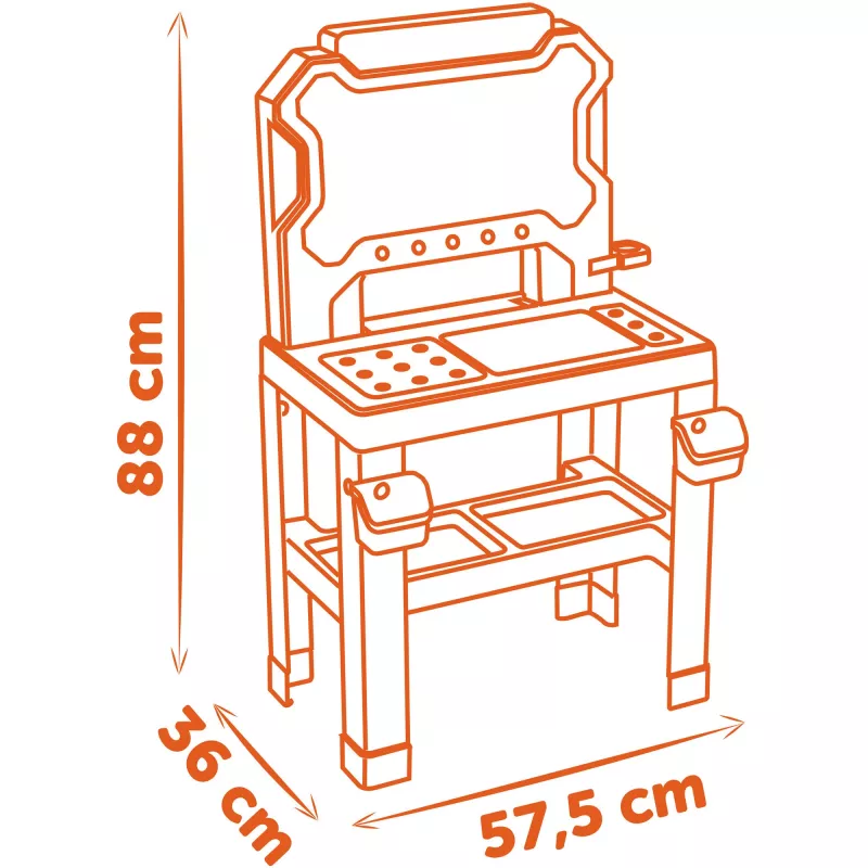 Vaikiškas žaidimų darbo stalas SMOBY Black & Decker Model 2025 su įrankiais ir priedais