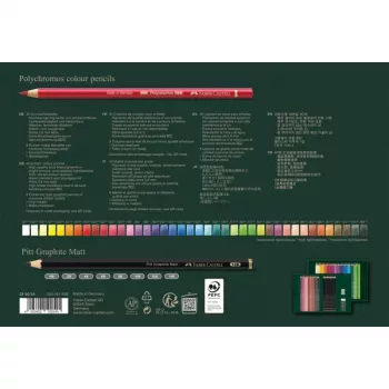 Faber-Castell Polychromos & Pitt Graphite Matt rinkinys 48 vnt., aliejiniai pieštukai, įvairiaspalviai