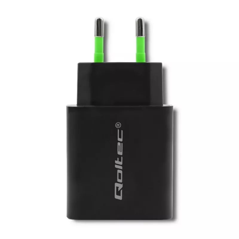 Maitinimo adapteris Qoltec 51713, 18 W, USB Type-C, juodas